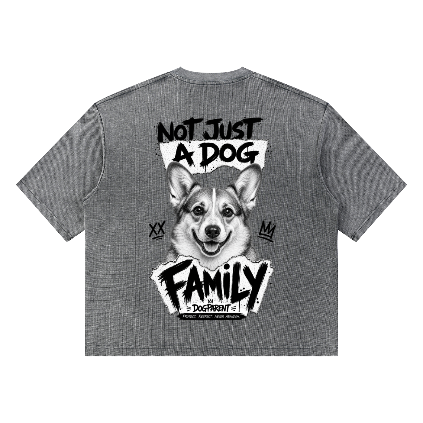 FAMILY Corgi - Waffle Boxy T-Shirt