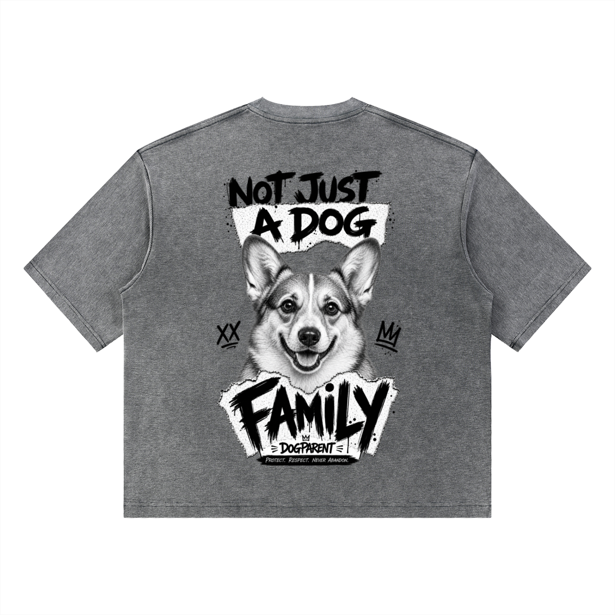 FAMILY Corgi - Waffle Boxy T-Shirt