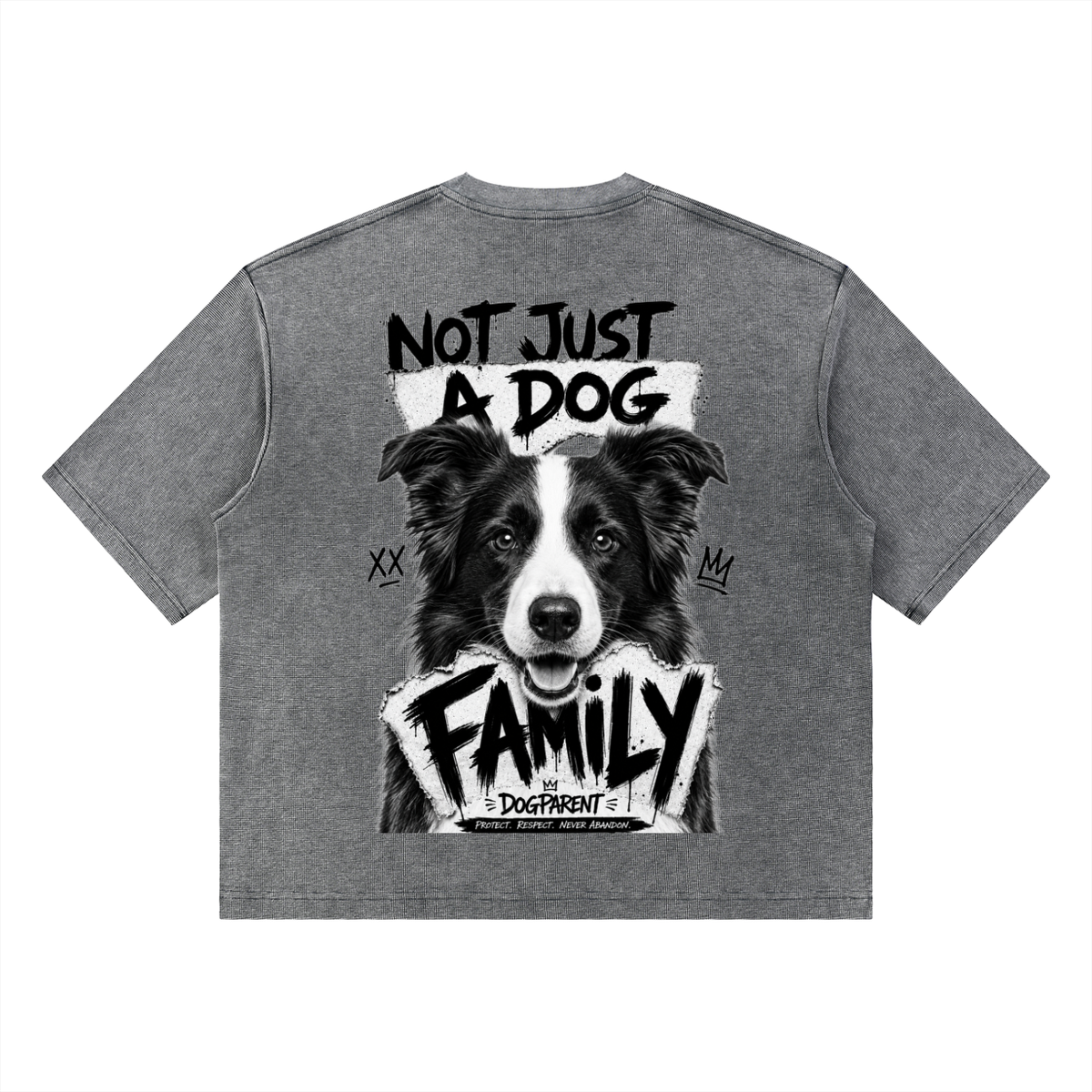 FAMILY Border Collie - Waffle Boxy T-Shirt