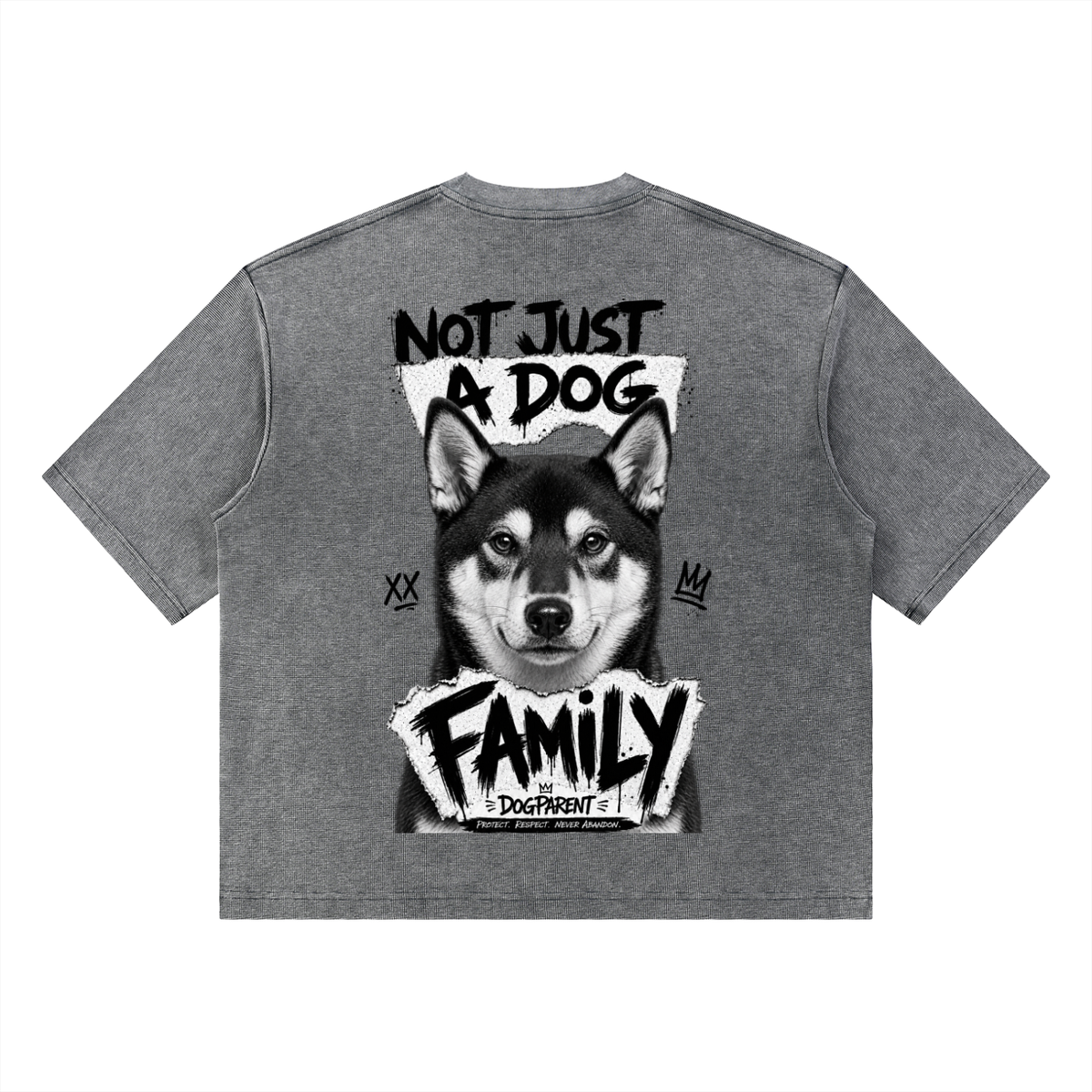 FAMILY Black and Fire Shiba Inu - Waffle Boxy T-Shirt
