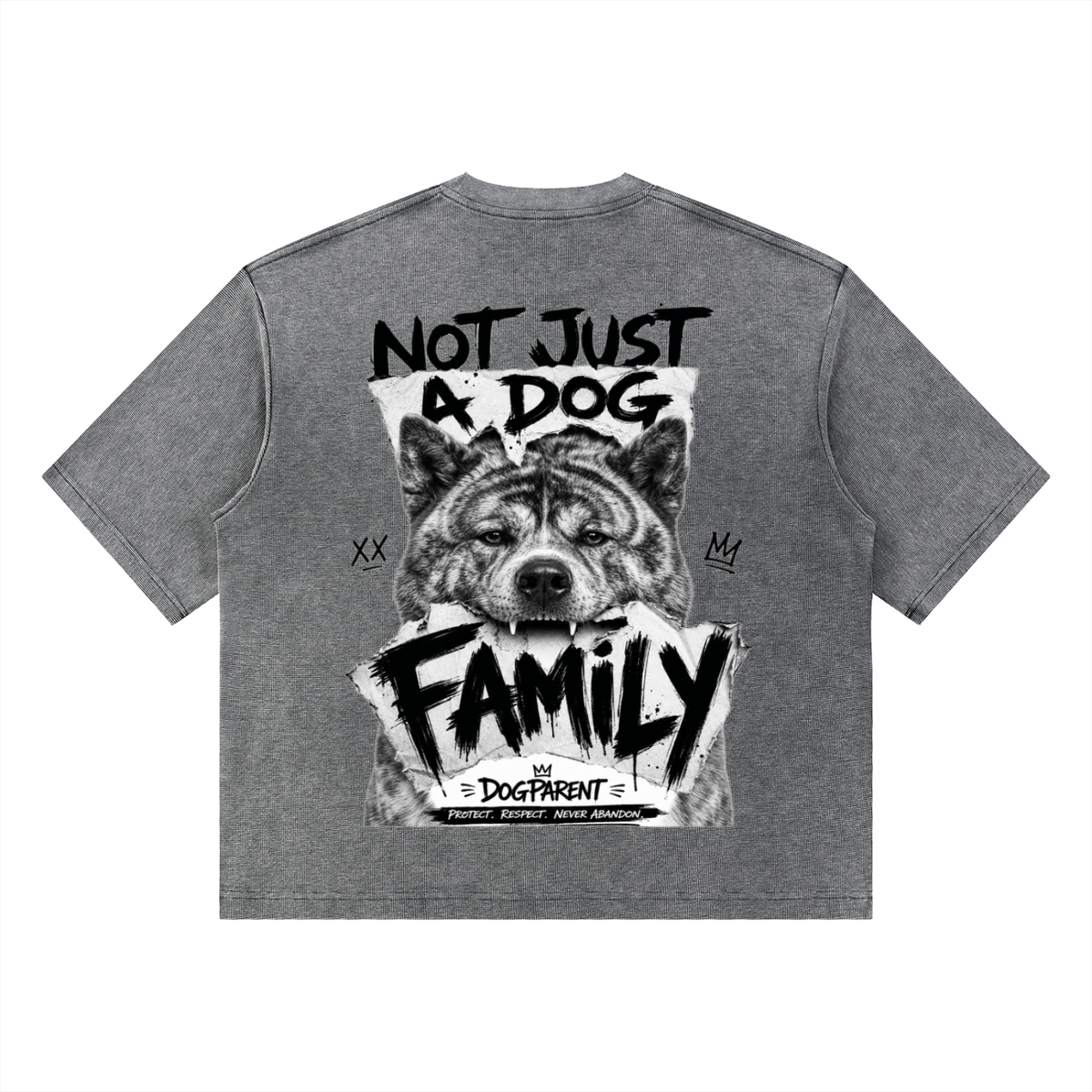 FAMILY Akita Inu Bringé - Waffle Boxy T-Shirt