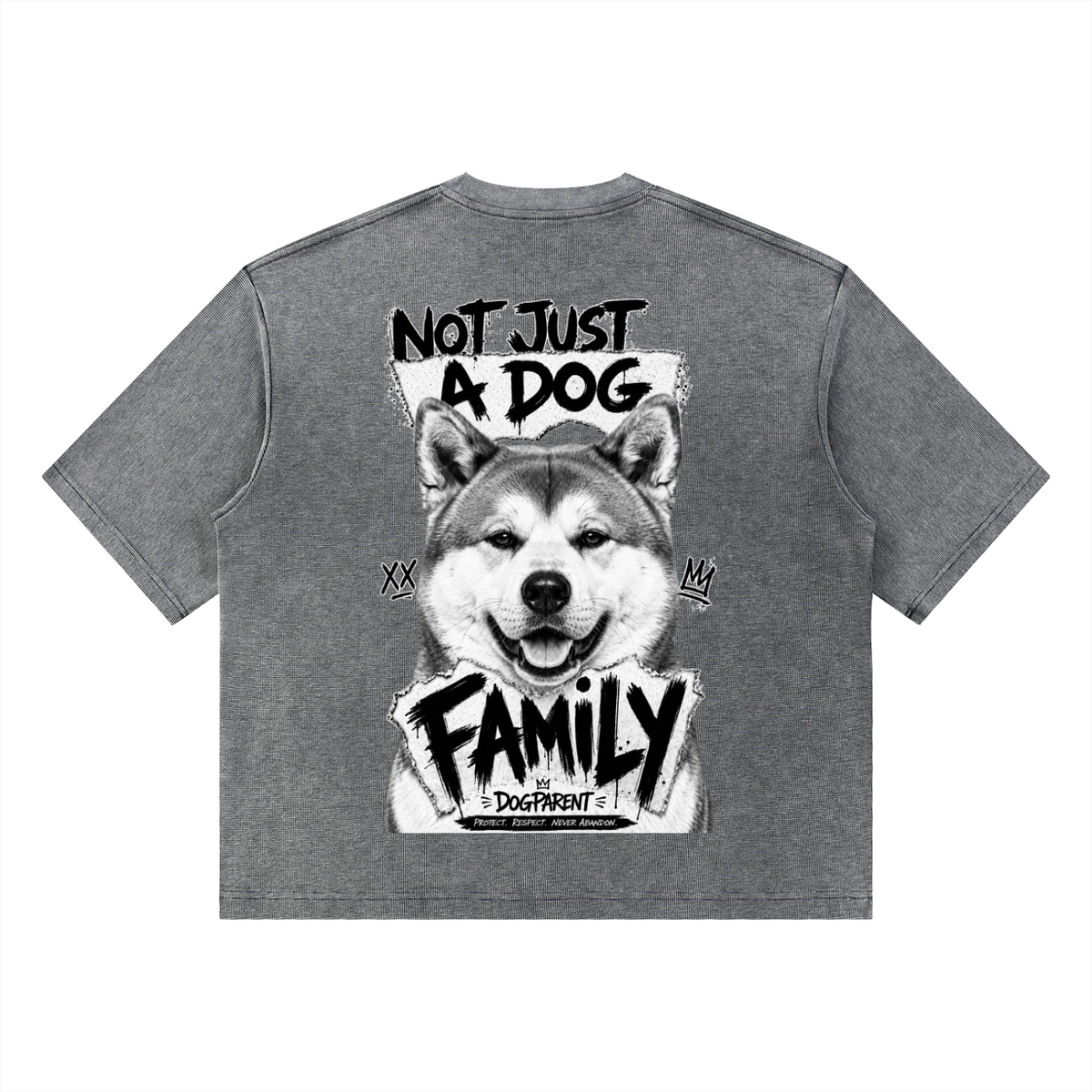 FAMILY Akita Inu - Waffle Boxy T-Shirt