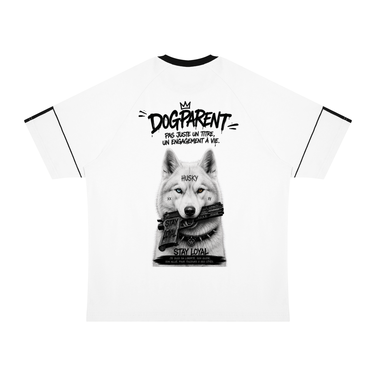 GUN White Husky with Odd-Colored Eyes - T-shirt Raglan